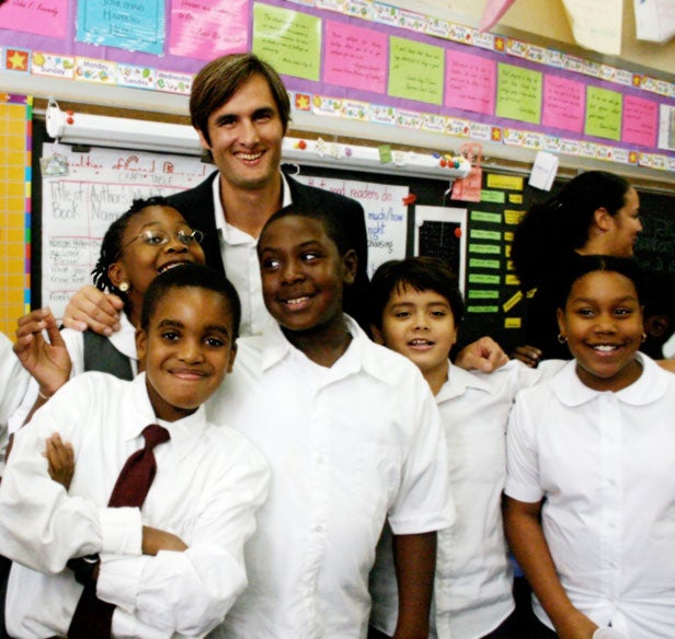 Charles with students